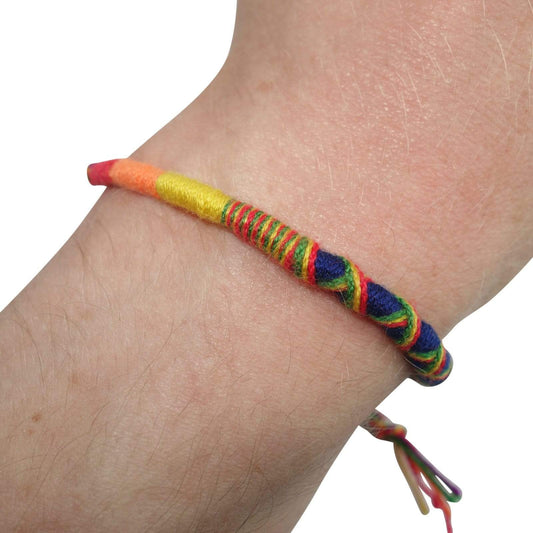Cotton Rainbow Bracelet Wristband Bangle Mens Womens Ladies Boys Girls Jewelry