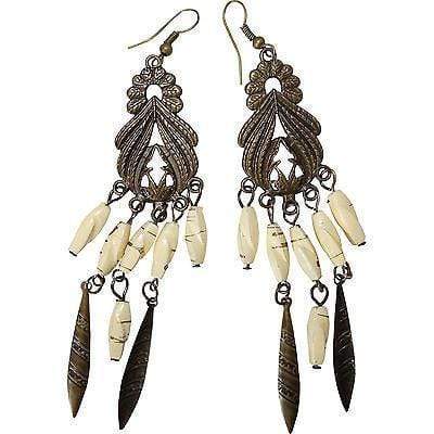 Cream Bronze Beads Dangle Drop Hook Earrings Womens Kids Girls Ladies Jewellery Cream Bronze Beads Dangle Drop Hook Earrings Womens Kids Girls Ladies Jewellery