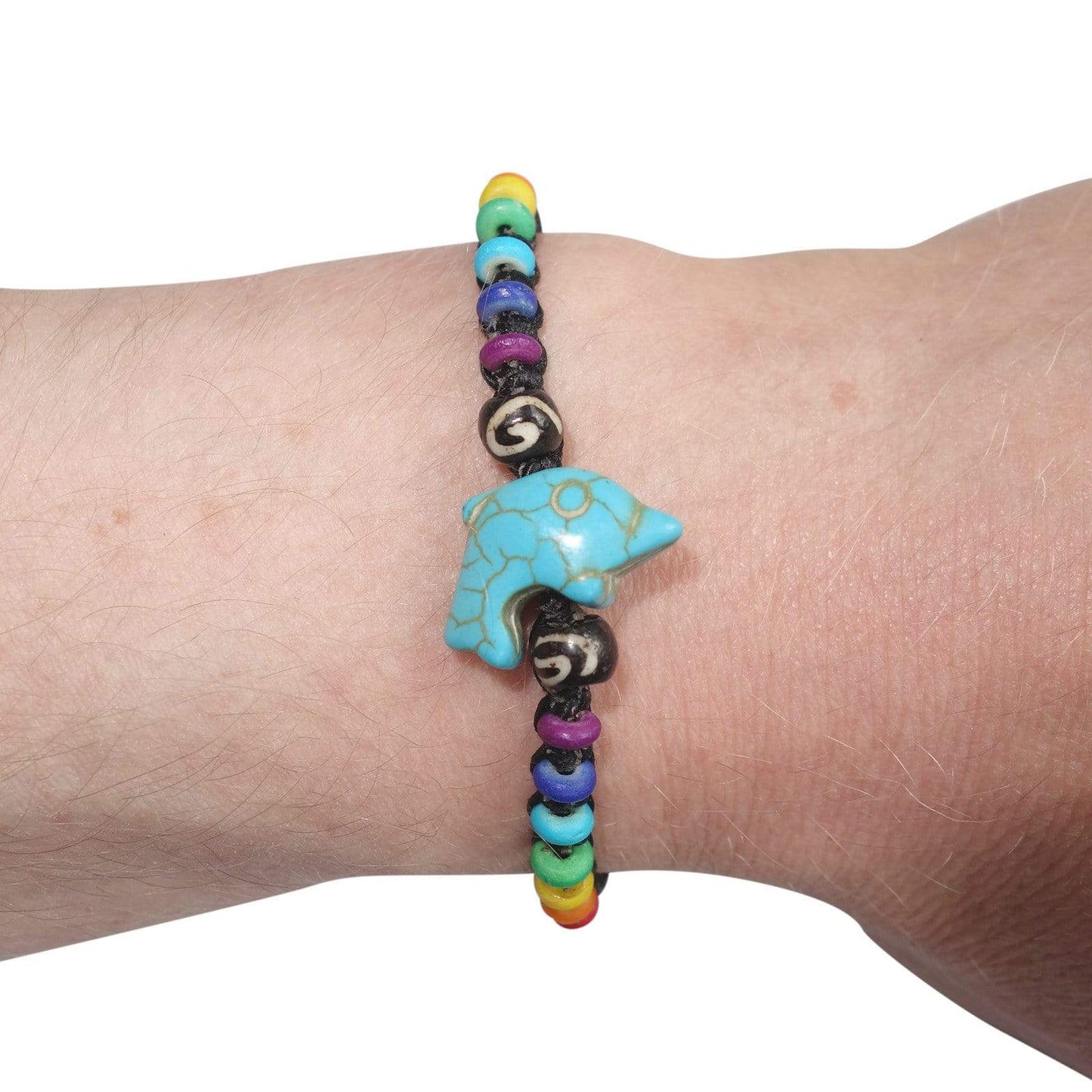 Dolphin Bracelet Rainbow Beads Wristband Bangle Mens Womens Boys Girls Jewellery