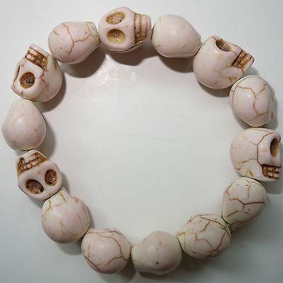 Elastic Cream Skull Charm Bead Bracelet Wristband Bangle for Men Women Boys Girl Elastic Cream Skull Charm Bead Bracelet Wristband Bangle for Men Women Boys Girl