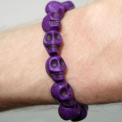Elastic Purple Skull Charm Bead Bracelet Wristband Bangle Ladies Womens Girls Elastic Purple Skull Charm Bead Bracelet Wristband Bangle Ladies Womens Girls