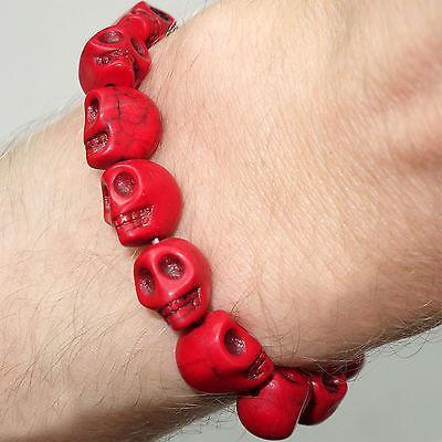 Elastic Red Skull Charm Bead Bracelet Wristband Bangle Mens Womens Boy Girl Kids Elastic Red Skull Charm Bead Bracelet Wristband Bangle Mens Womens Boy Girl Kids