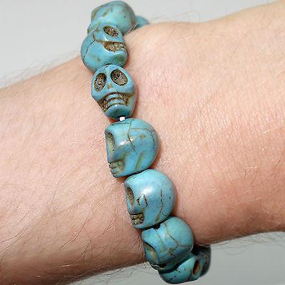 Elastic Turquoise Skull Charm Bead Bracelet Wristband Bangle Ladies Womens Girls Elastic Turquoise Skull Charm Bead Bracelet Wristband Bangle Ladies Womens Girls