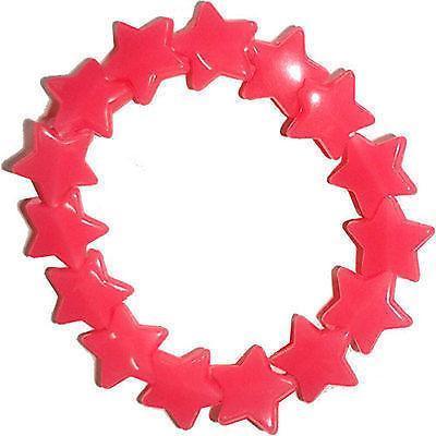 Elasticated Neon Pink Bead Bracelet Wristband Bangle Toddler Girls Kid Jewellery