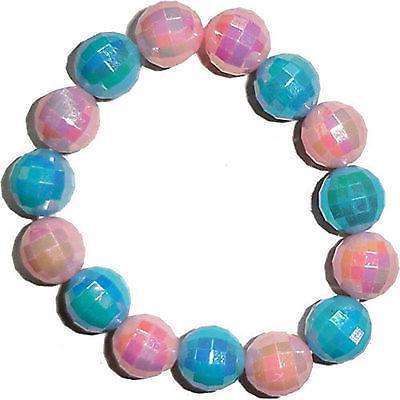 Elasticated Pink Blue Shamballa Bracelet Wristband Bangle Kids Girls Jewellery