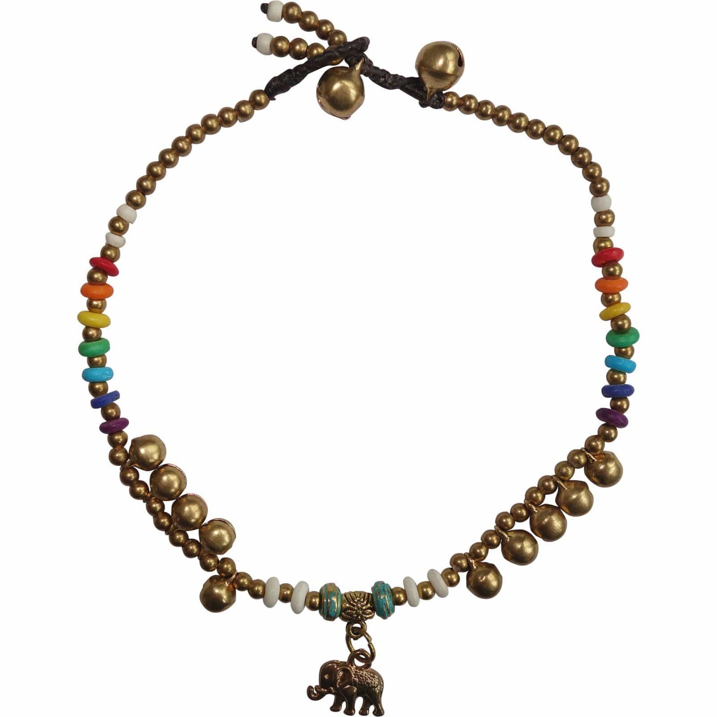 Elephant Anklet Foot Chain Ankle Bracelet Bells Rainbow Gold Colour Jewellery