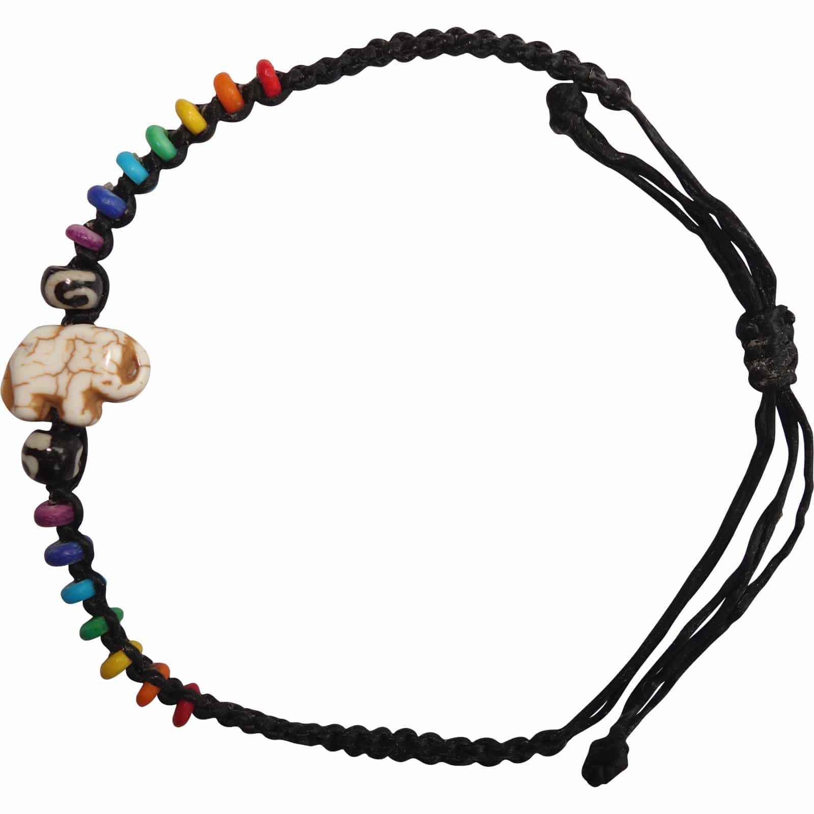 Elephant Bracelet Rainbow Bead Wristband Bangle Mens Ladies Boys Girls Jewellery