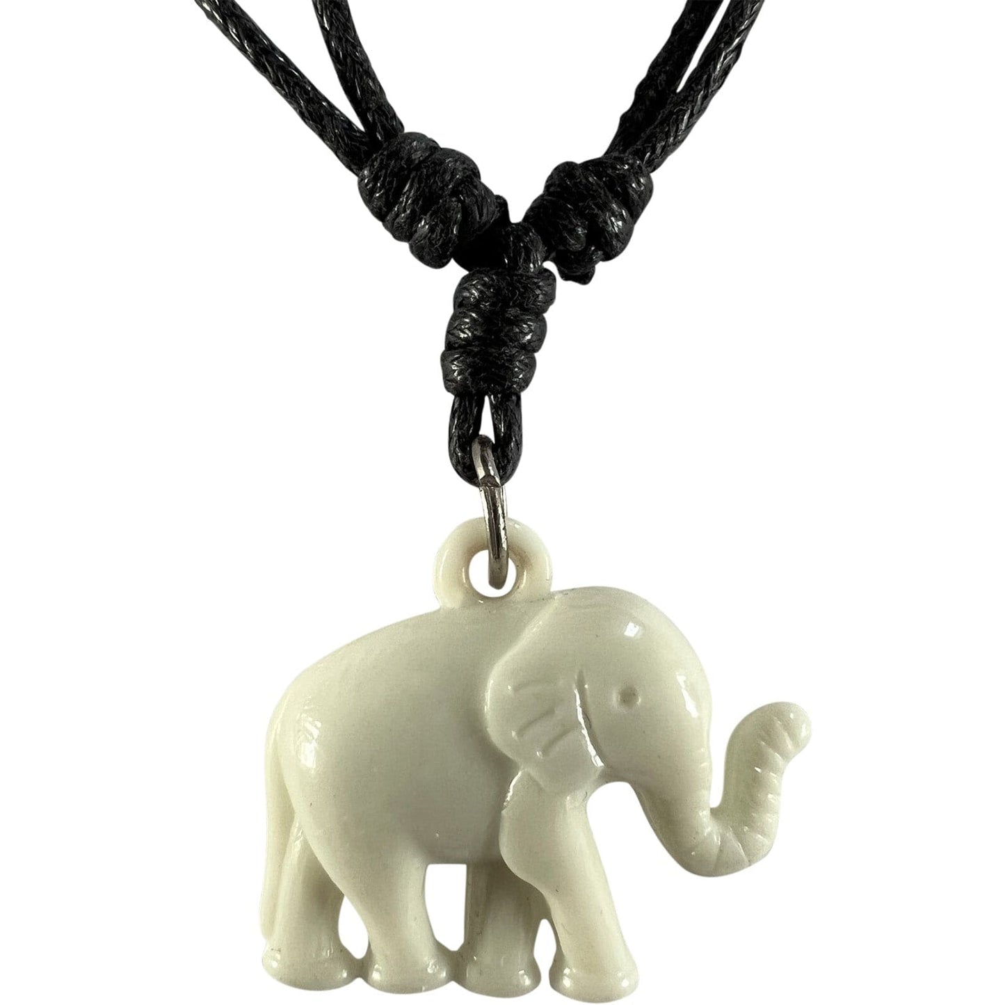 Elephant Pendant Black Cord Necklace Chain Womens Mens Kids Girls Boys Jewellery