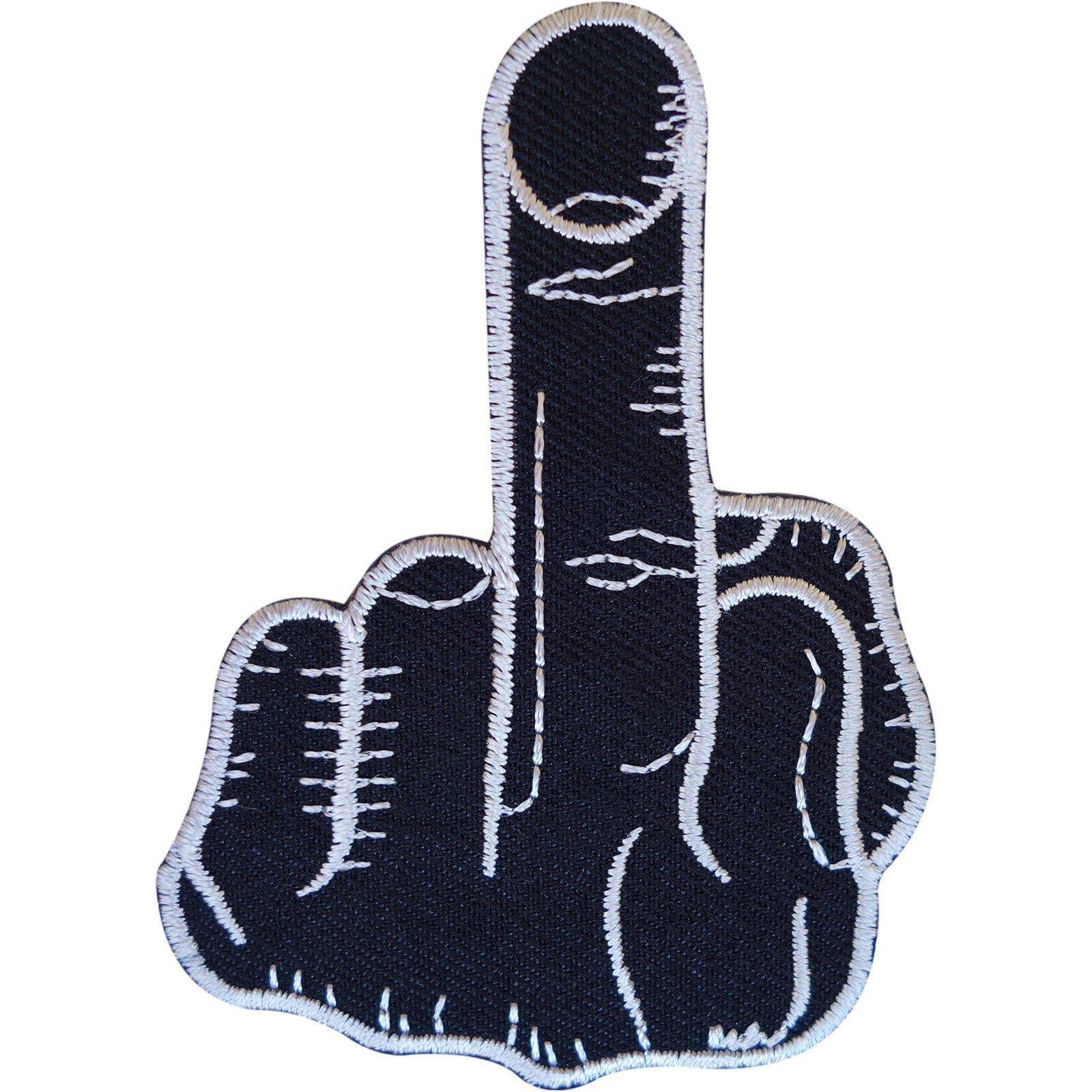 Embroidered Black Middle Finger Patch Badge Iron Sew On T Shirt Jeans