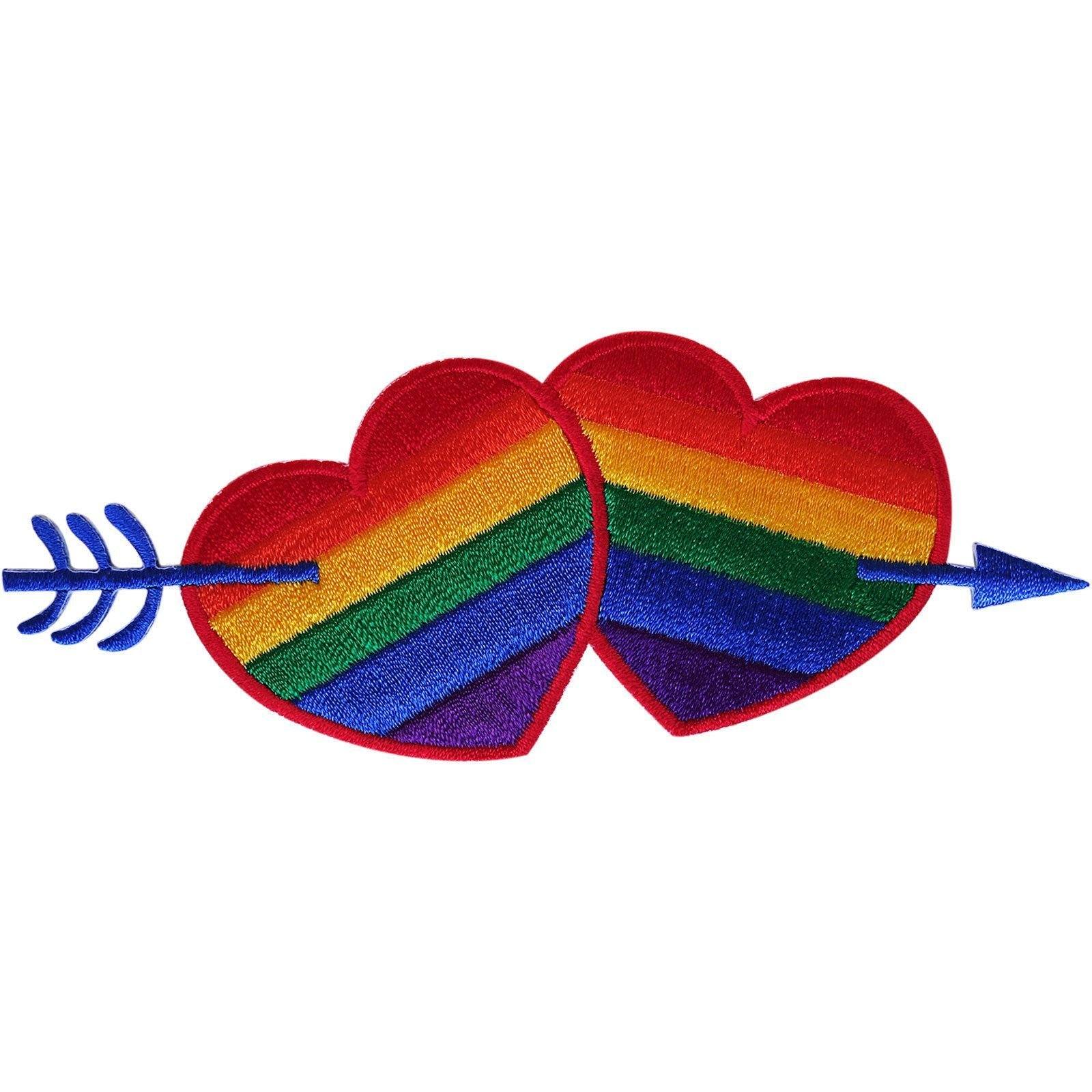 Embroidered Iron Sew On Cupid Arrow Rainbow Love Hearts Patch Badge Peace Hippie