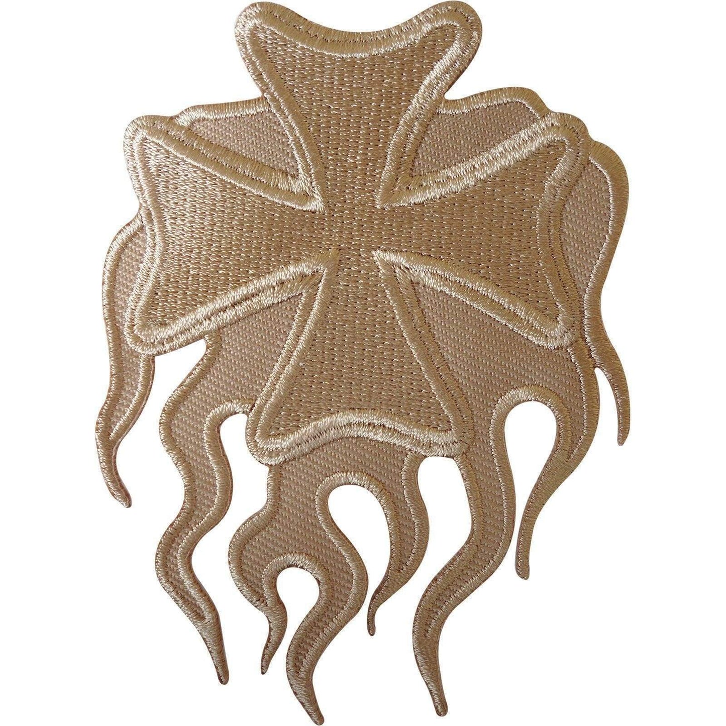 Embroidered Maltese Cross Iron On Patch / Sew On Chopper Motorcycle Biker Badge