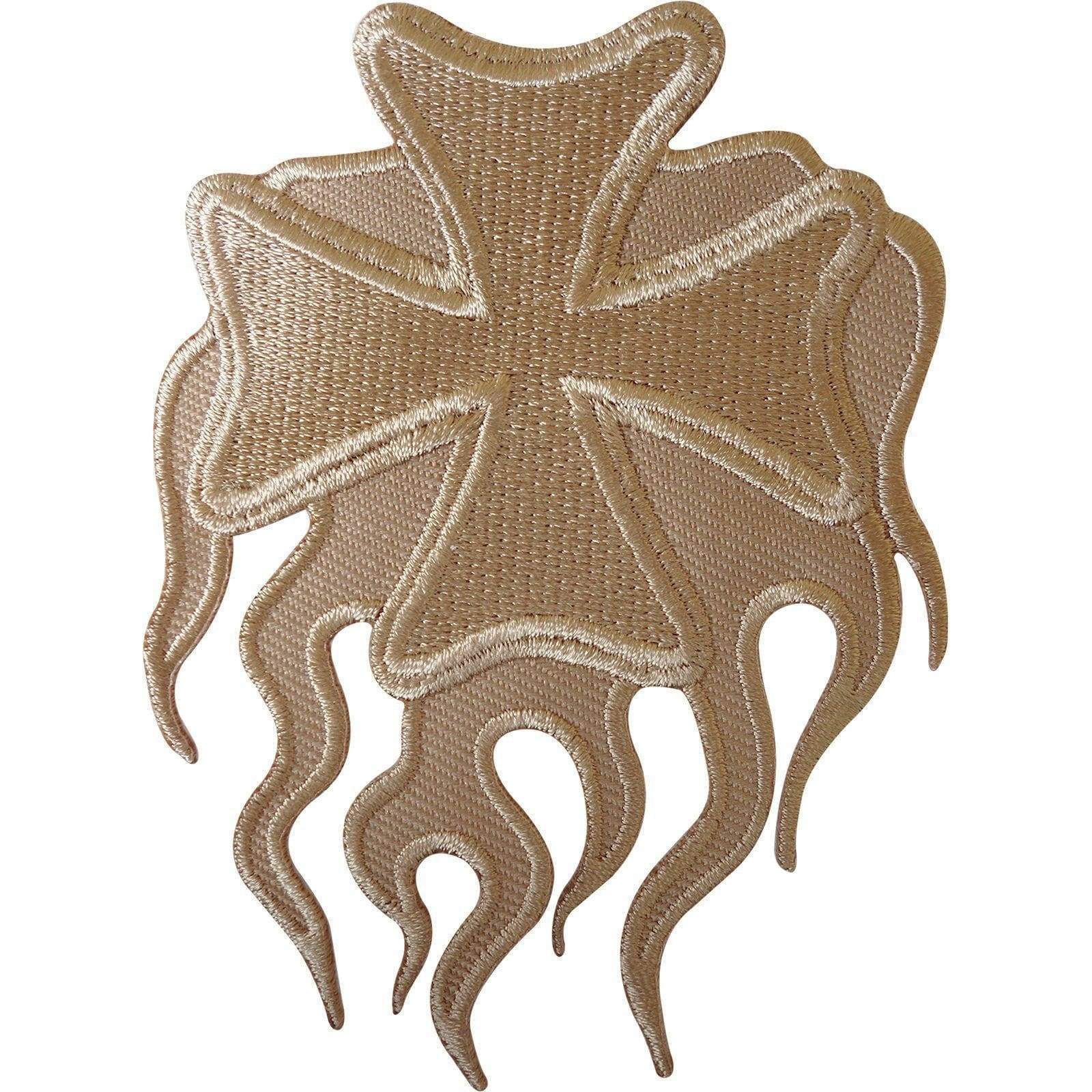 Embroidered Maltese Cross Iron On Patch / Sew On Chopper Motorcycle Biker Badge