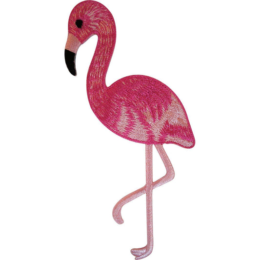 Embroidered Pink Flamingo Iron On Badge Sew On Patch Jacket Shirt Bag Applique