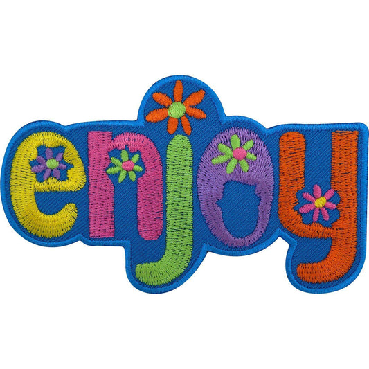 Embroidery Patch Iron On / Sew On Clothes Badge Embroidered Enjoy Hippy Hippie