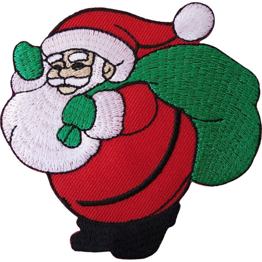 Father Christmas Sack Embroidered Iron Sew On Patch Decoration Santa Claus Badge