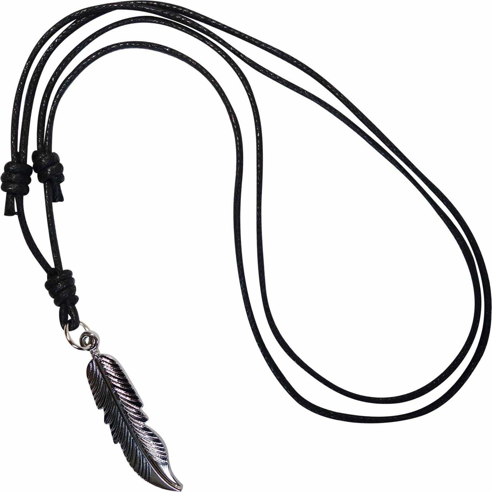 Feather Pendant Chain Necklace Mens Womens Girls Boys Childrens Ladies Jewellery