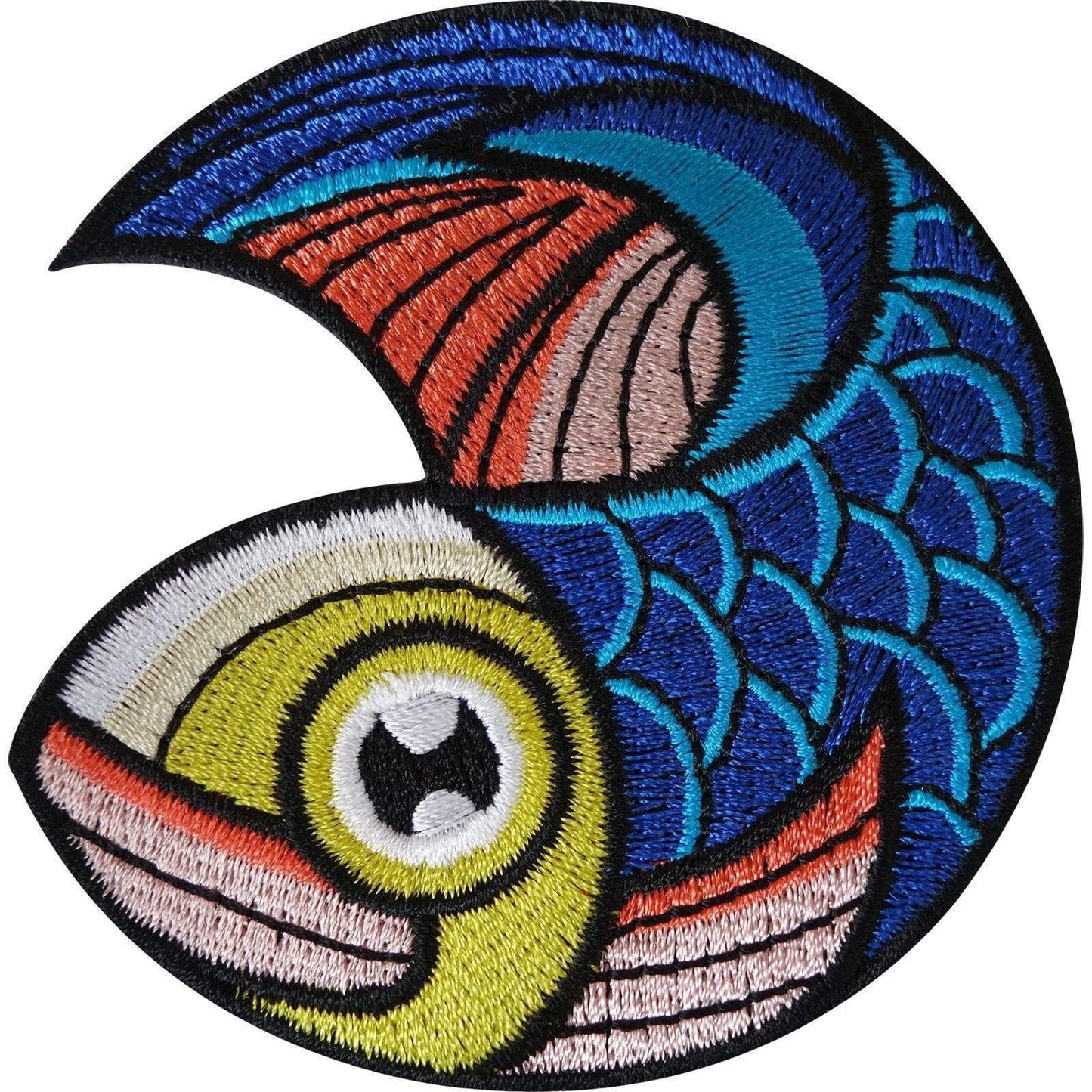 Fish Patch Iron On / Sew On Clothes Biker Motorbike Motorcycle Embroidered Badge