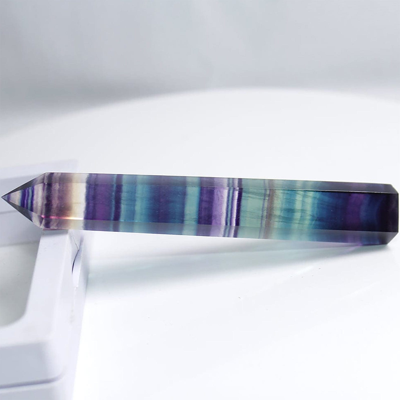 Fluorite Quartz Crystal Natural Gem Stone Wand Point Rainbow Gemstone Ornament