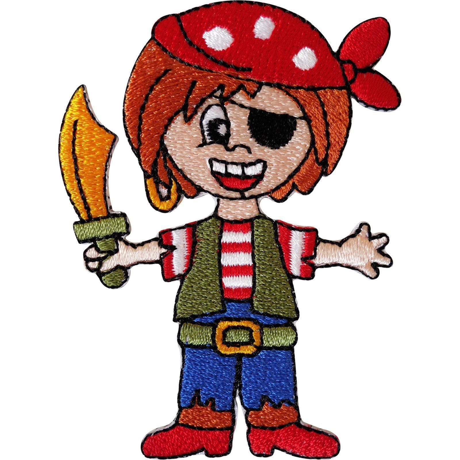 Girl Pirate Iron Sew On Patch Embroidered Badge for Kids Crafts Fancy Dress Bag