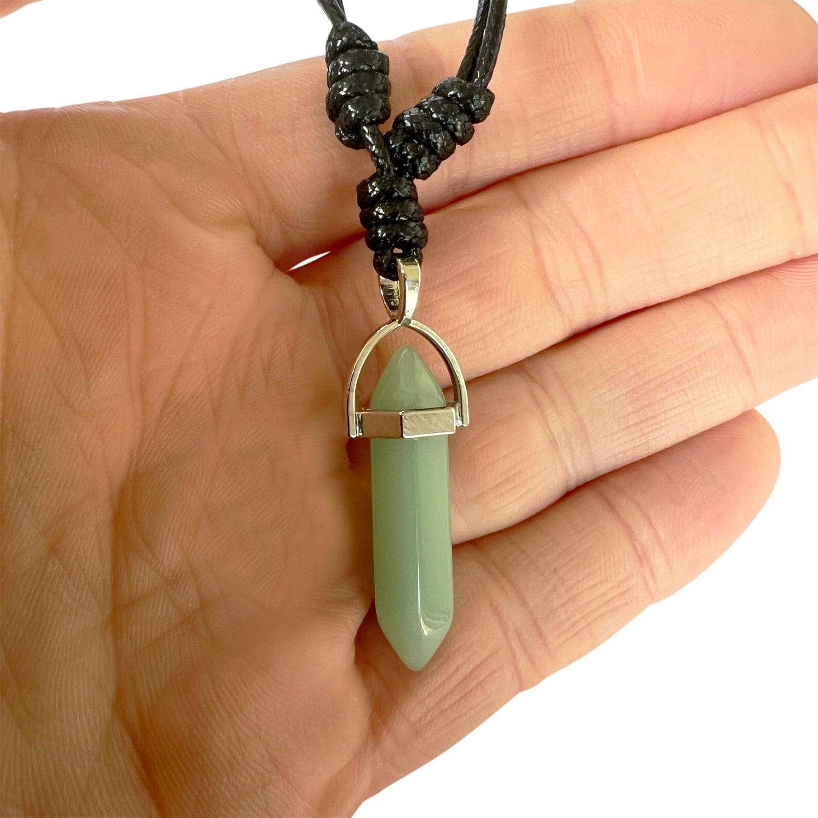 Green Prehnite Crystal Necklace Pendant Womens Mens Girls Quartz Gem Jewellery