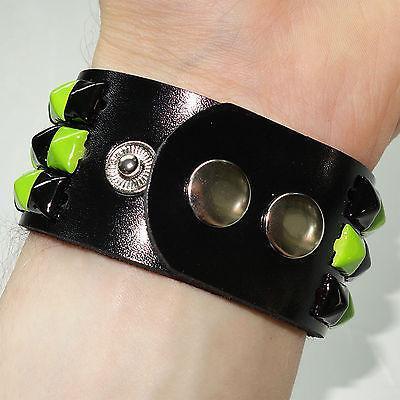 Green Pyramid Stud Bracelet Wristband Bangle Mens Womens Girls Boys Jewellery