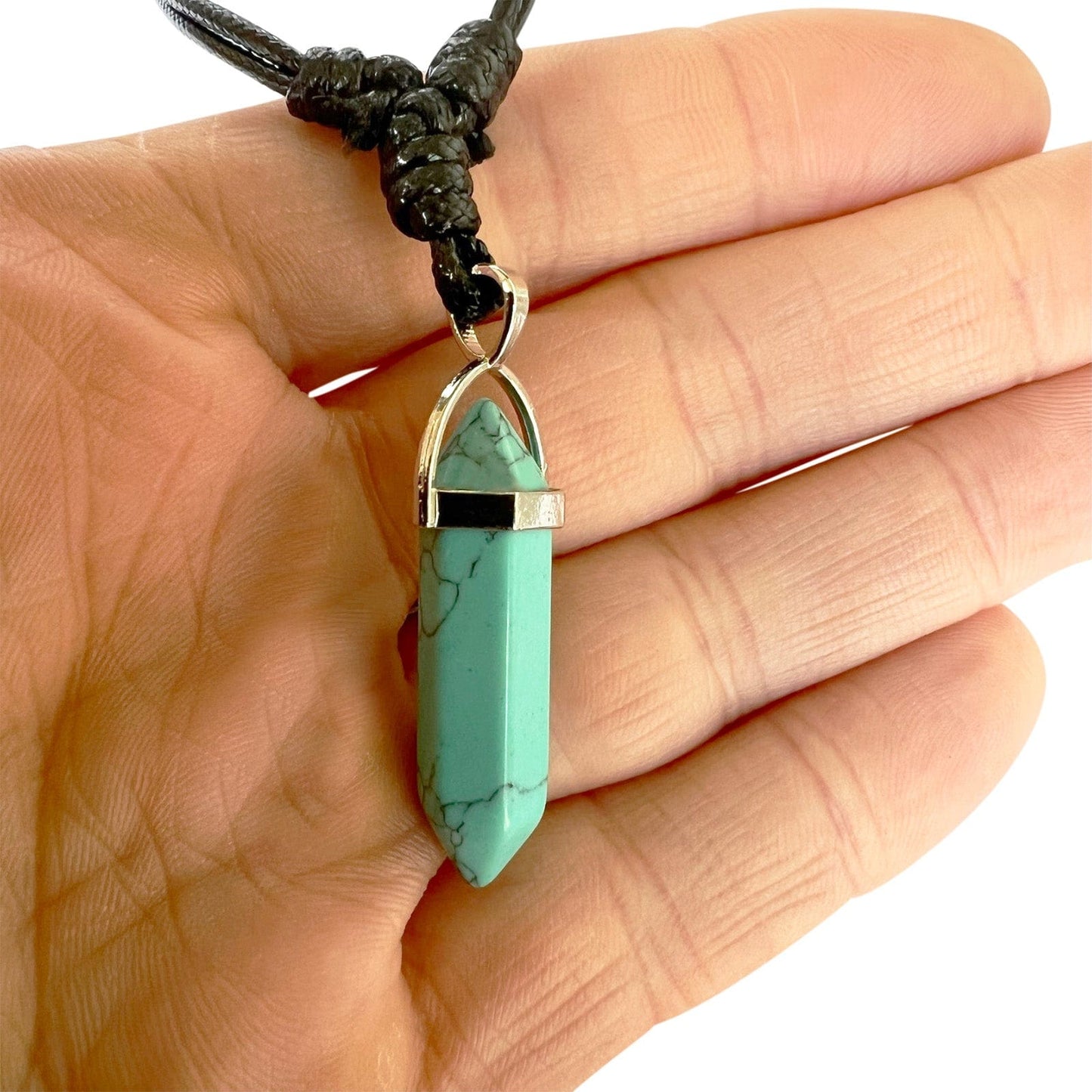Green Turquoise Howlite Crystal Necklace Pendant Womens Mens Boy Girls Jewellery
