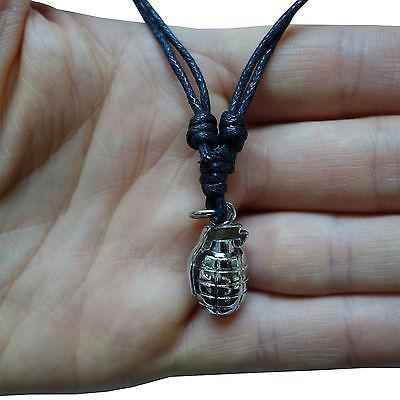 Grenade Silver Tone Pendant Chain Necklace Choker Charm Mens Womens Girls Boys