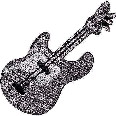 Grey Electric Guitar Embroidered Iron / Sew On Patch Rock Music Shirt Bag Badge