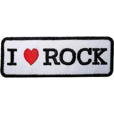 I LOVE ROCK Embroidered Iron / Sew On Clothes Patch Bag Shirt Jacket M