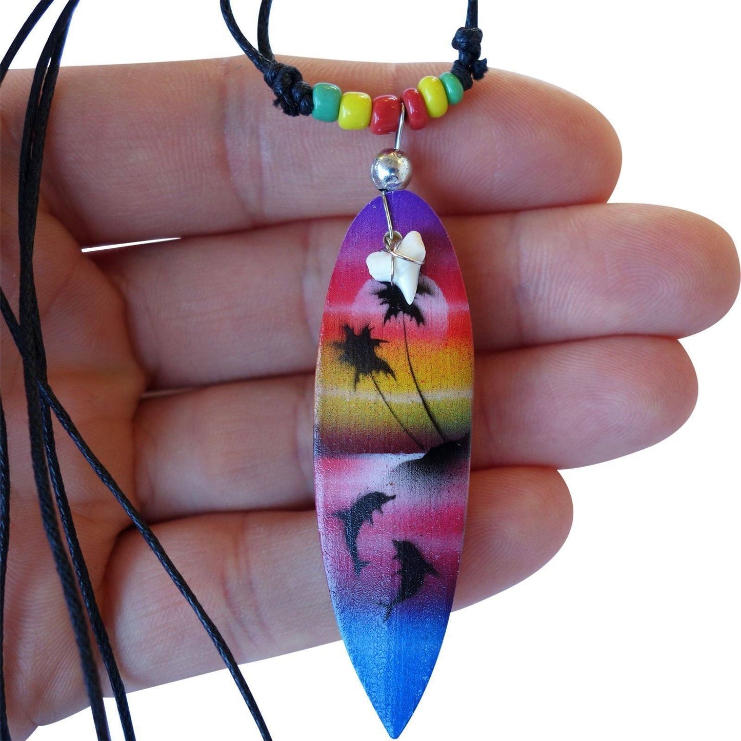 Shark Tooth Necklace Dolphin Pendant Chain Womens Girls Beach Sea Surf Jewellery