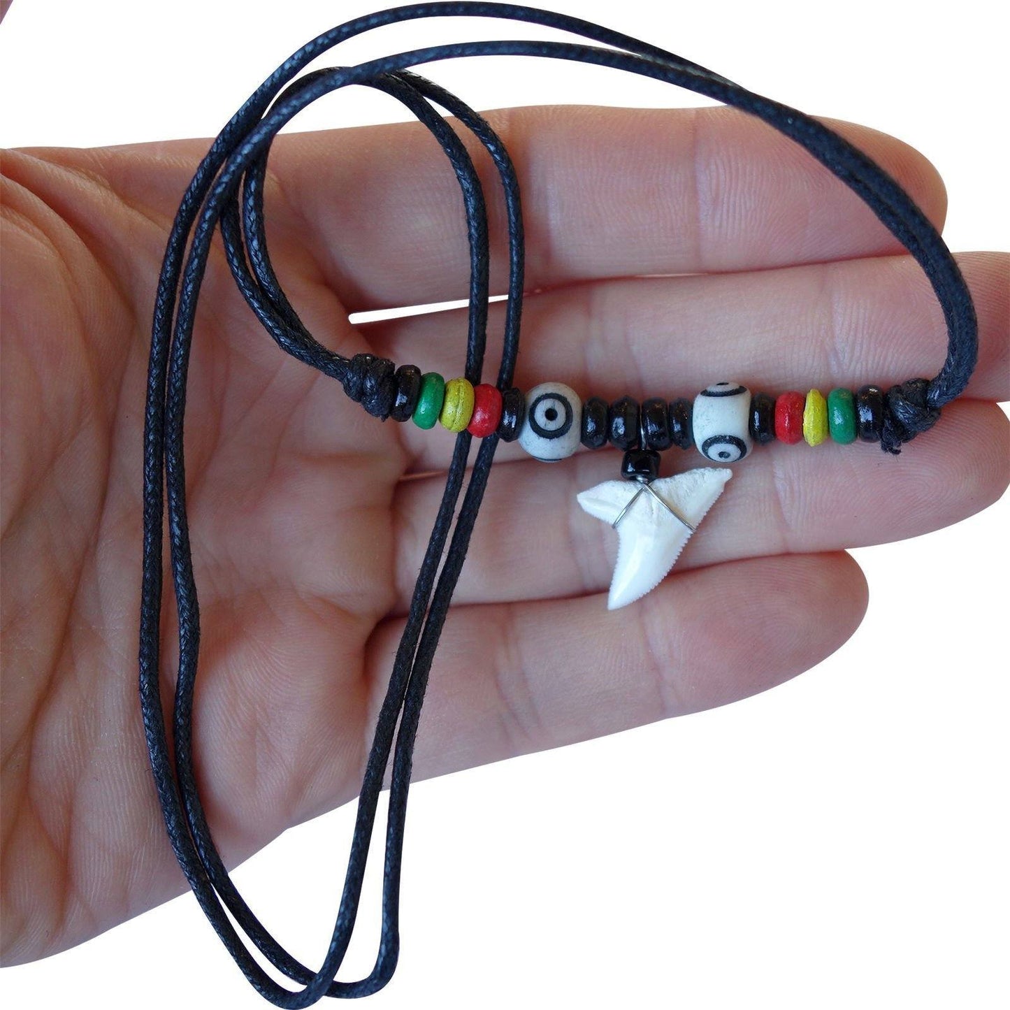 Shark Tooth Necklace Pendant Chain Mens Ladies Boys Girls Reggae Rasta Jewellery