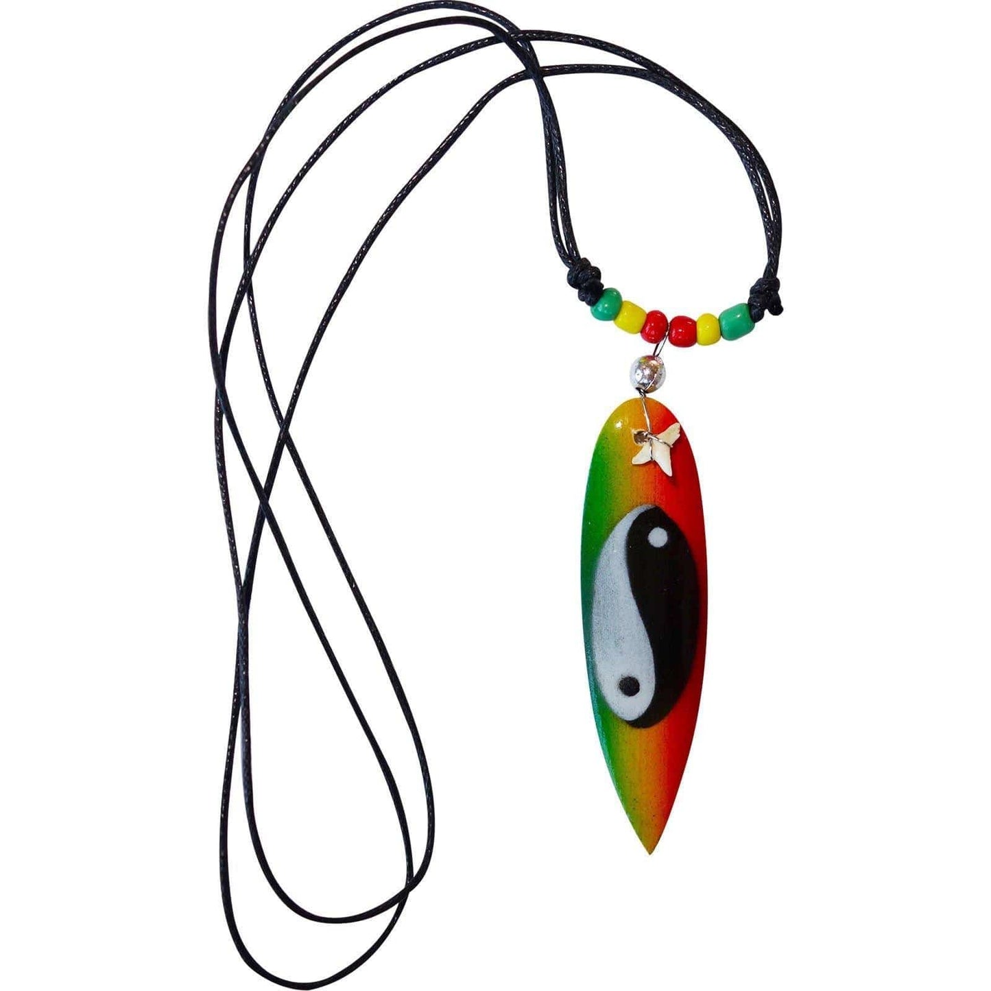 Shark Tooth Necklace Yin and Yang Pendant Chain Mens Womens Rasta Surf Jewellery