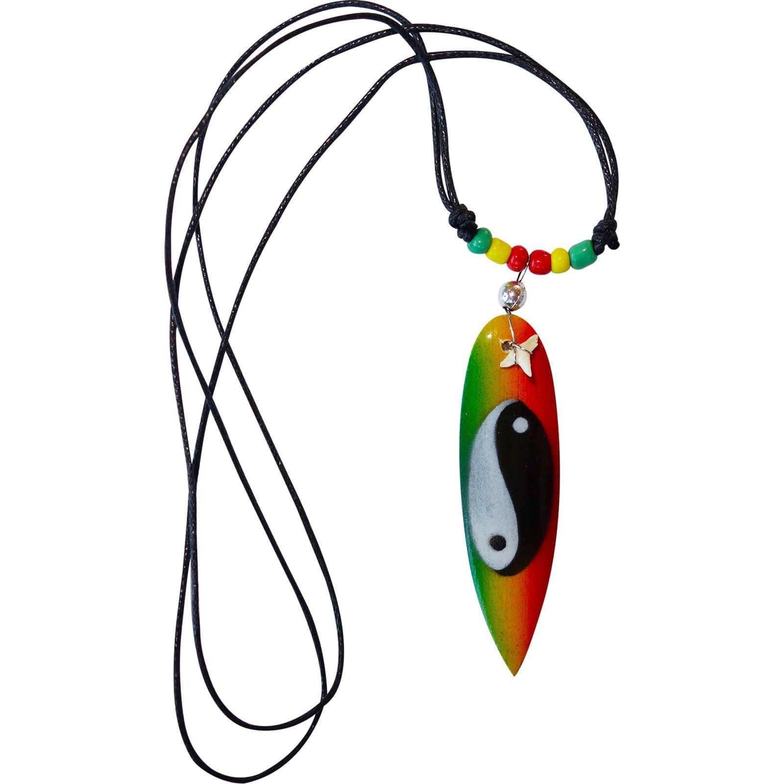 Shark Tooth Necklace Yin and Yang Pendant Chain Mens Womens Rasta Surf Jewellery