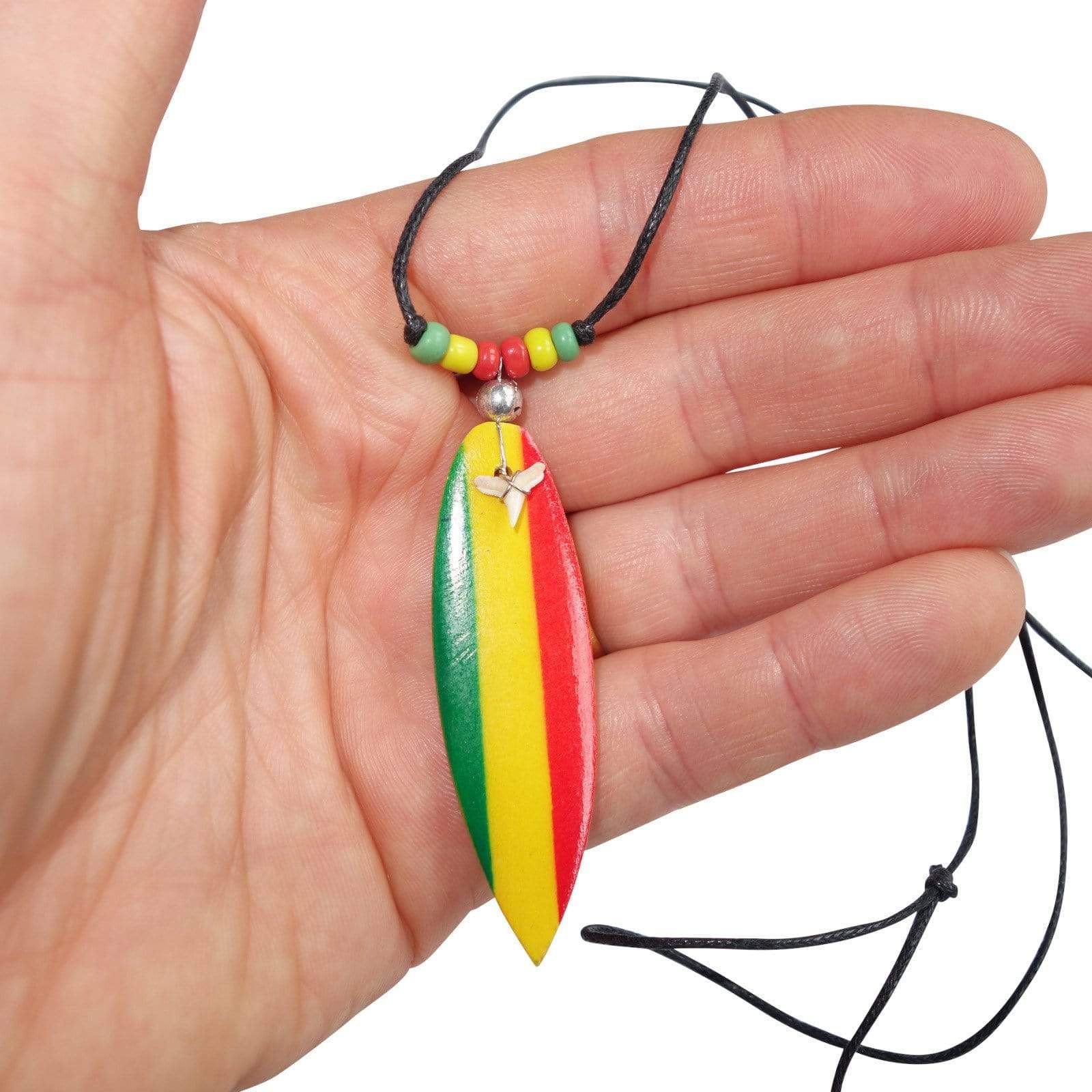 Surfboard Shark Tooth Pendant Chain Surf Necklace Mens Boy Girl Surfer Jewellery