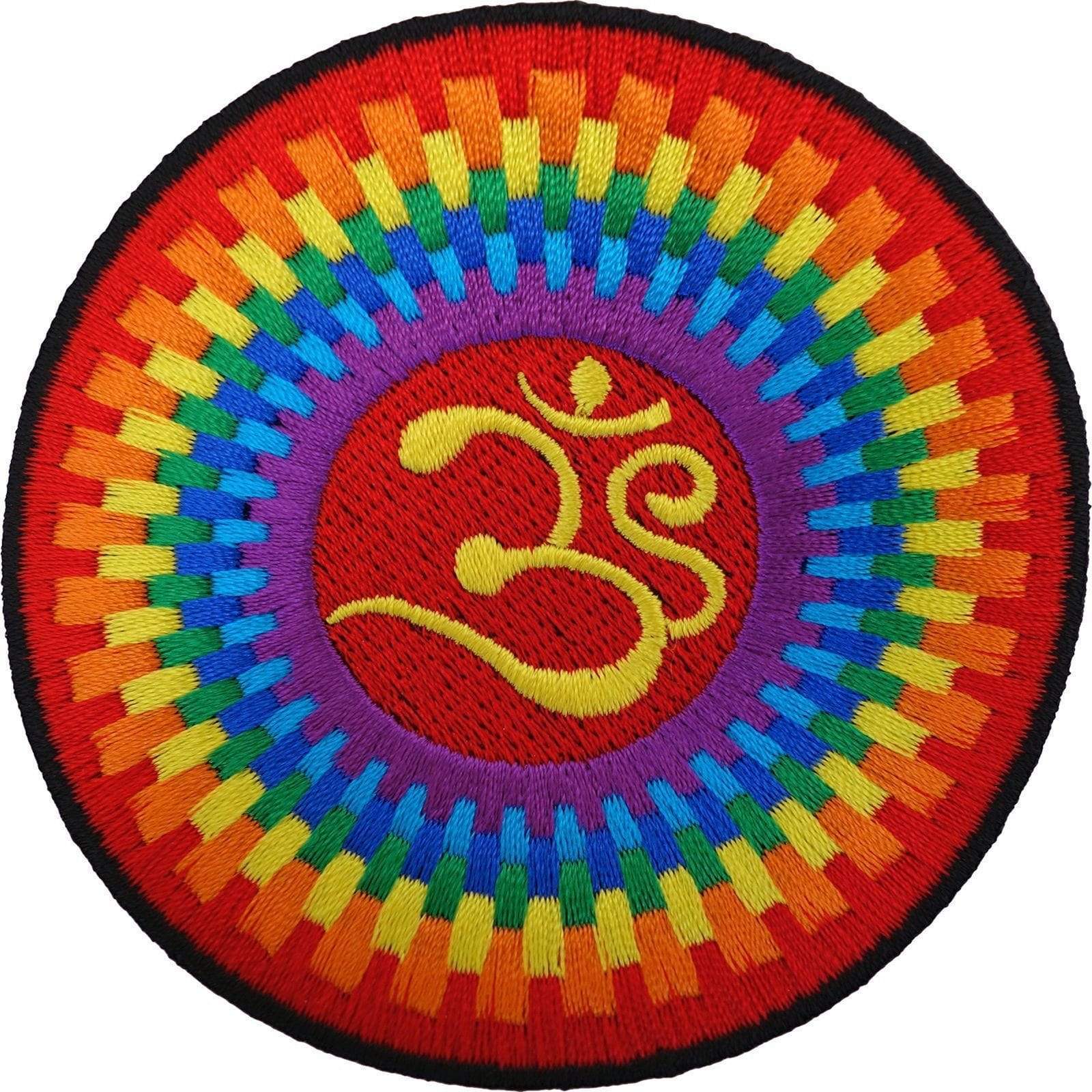 Iron On Patch Sew On Badge Embroidered Aum Om Buddhist Hinduism Buddhism Rainbow