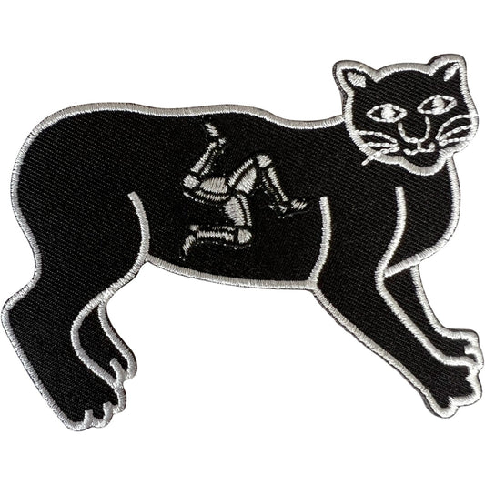 Isle of Man Black Manx Cat Patch Iron Sew On Clothes Jeans TT Embroidered Badge