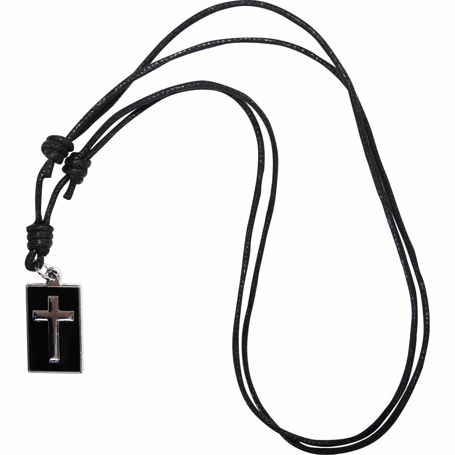 Jesus Cross Chain Pendant Black Cord Necklace Mens Womens Childrens Jewellery