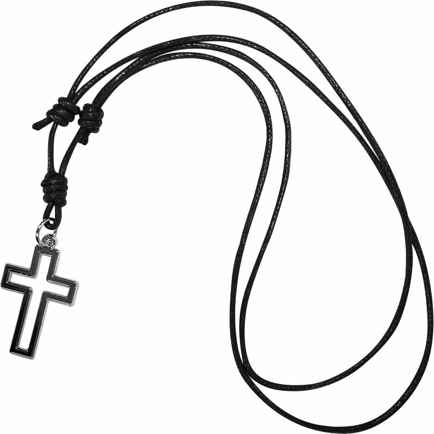 Jesus Cross Pendant Necklace Black Cord Chain Mens Womens Girls Boys Jewellery