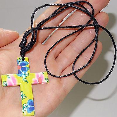 Jesus Cross Pendant Necklace Chain Flower Power 60s 70s Fancy Dress Jewellery Jesus Cross Pendant Necklace Chain Flower Power 60s 70s Fancy Dress Jewellery