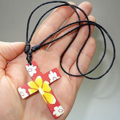 Jesus Cross Pendant Necklace Chain Flower Power 60s Fancy Dress Hippie Jewellery Jesus Cross Pendant Necklace Chain Flower Power 60s Fancy Dress Hippie Jewellery