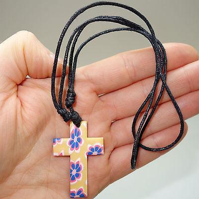 Jesus Cross Pendant Necklace Chain Flower Power Seventies Fancy Dress Girls Boys Jesus Cross Pendant Necklace Chain Flower Power Seventies Fancy Dress Girls Boys