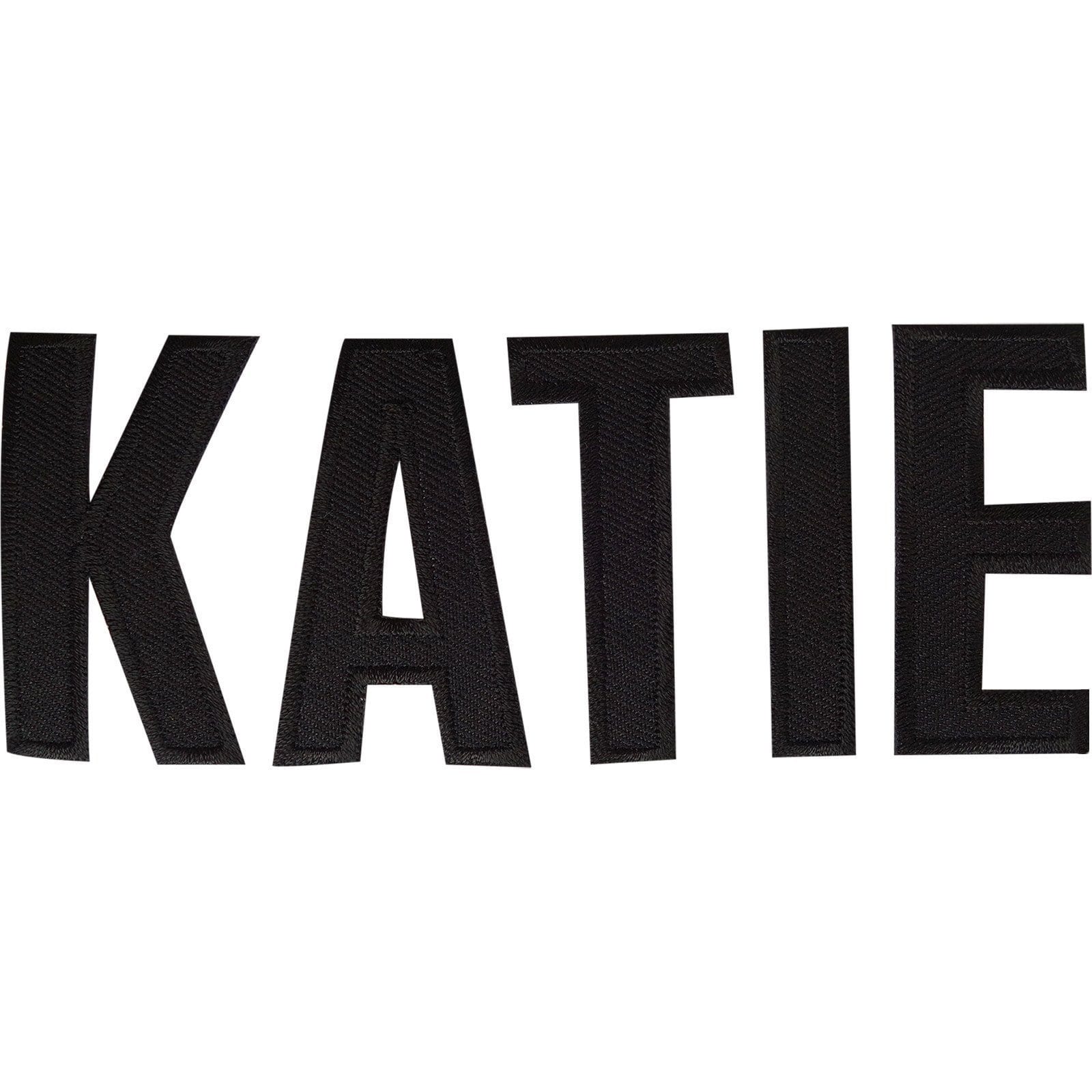KATIE Name Patch Embroidered Letters Tag Label Badge Iron Sew On Clothes T Shirt