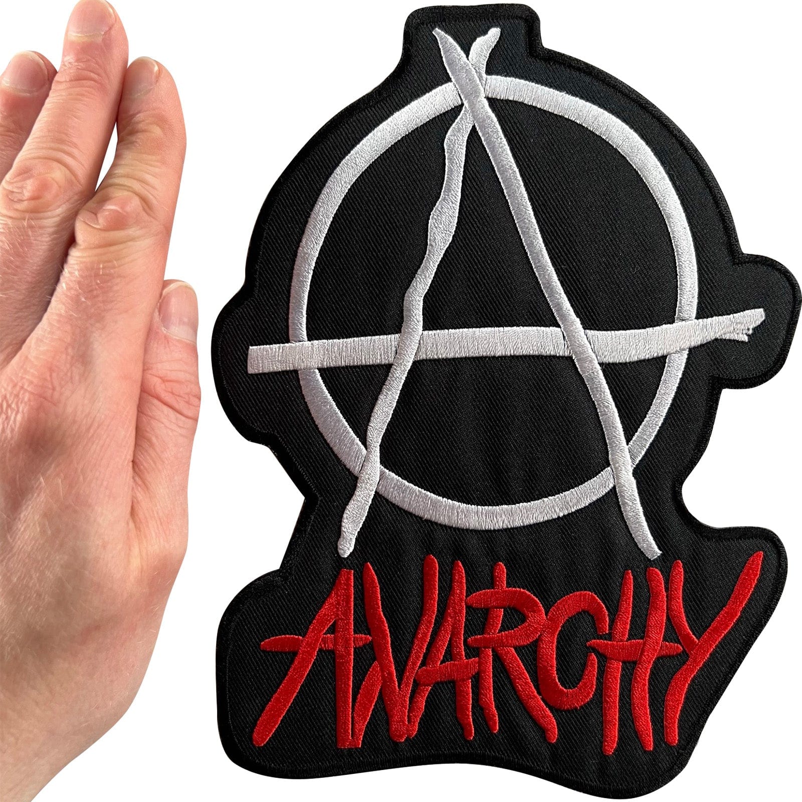 Large Anarchy Symbol Iron Sew On Patch Big Anarchist Sign Punk Embroidered Badge