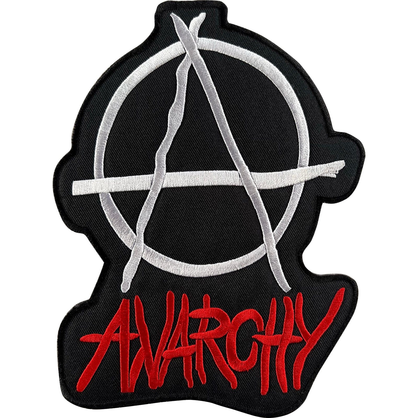 Large Anarchy Symbol Iron Sew On Patch Big Anarchist Sign Punk Embroidered Badge