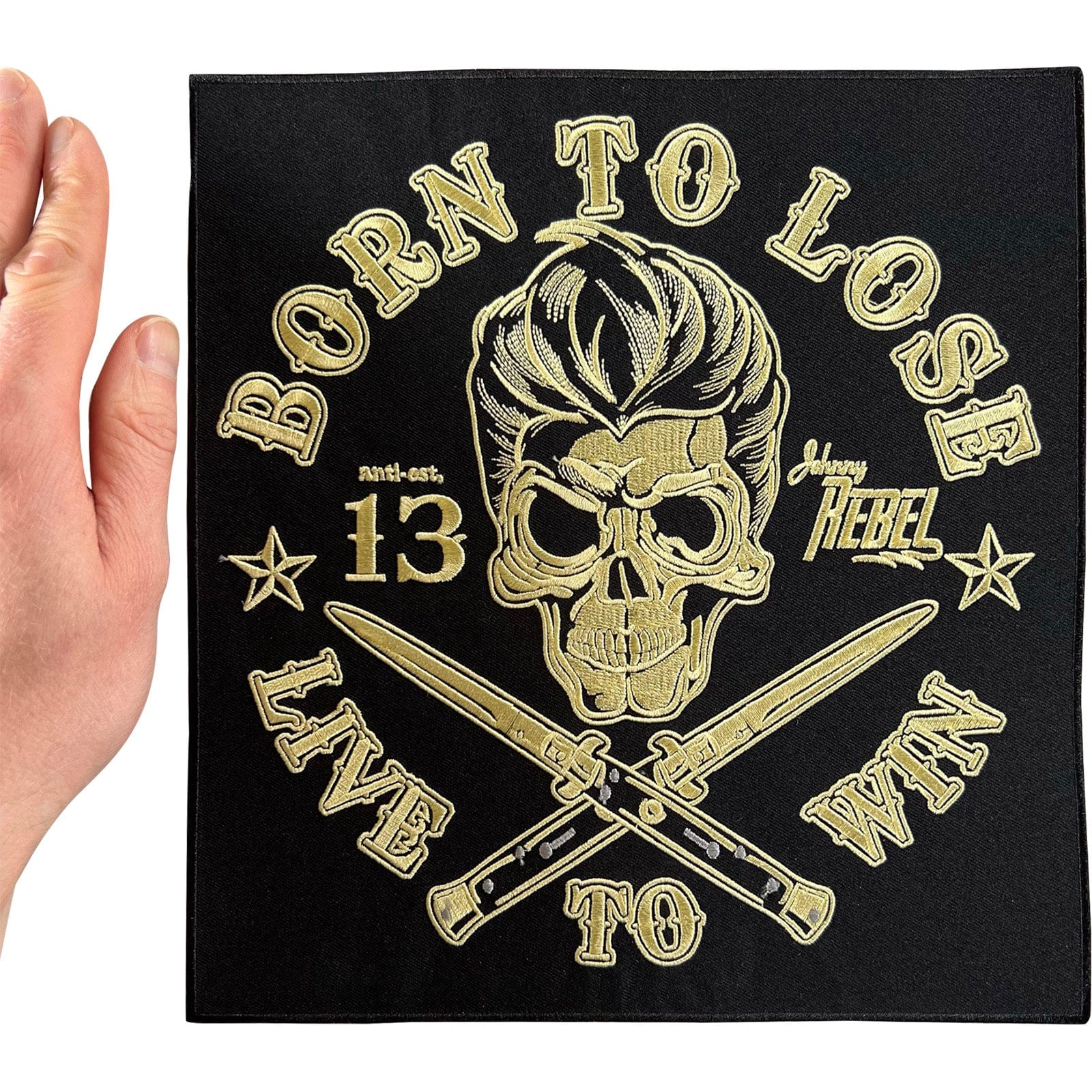 Large Born To Lose Live To Win Patch Iron On Sew On Jacket Big Embroidered Badge
