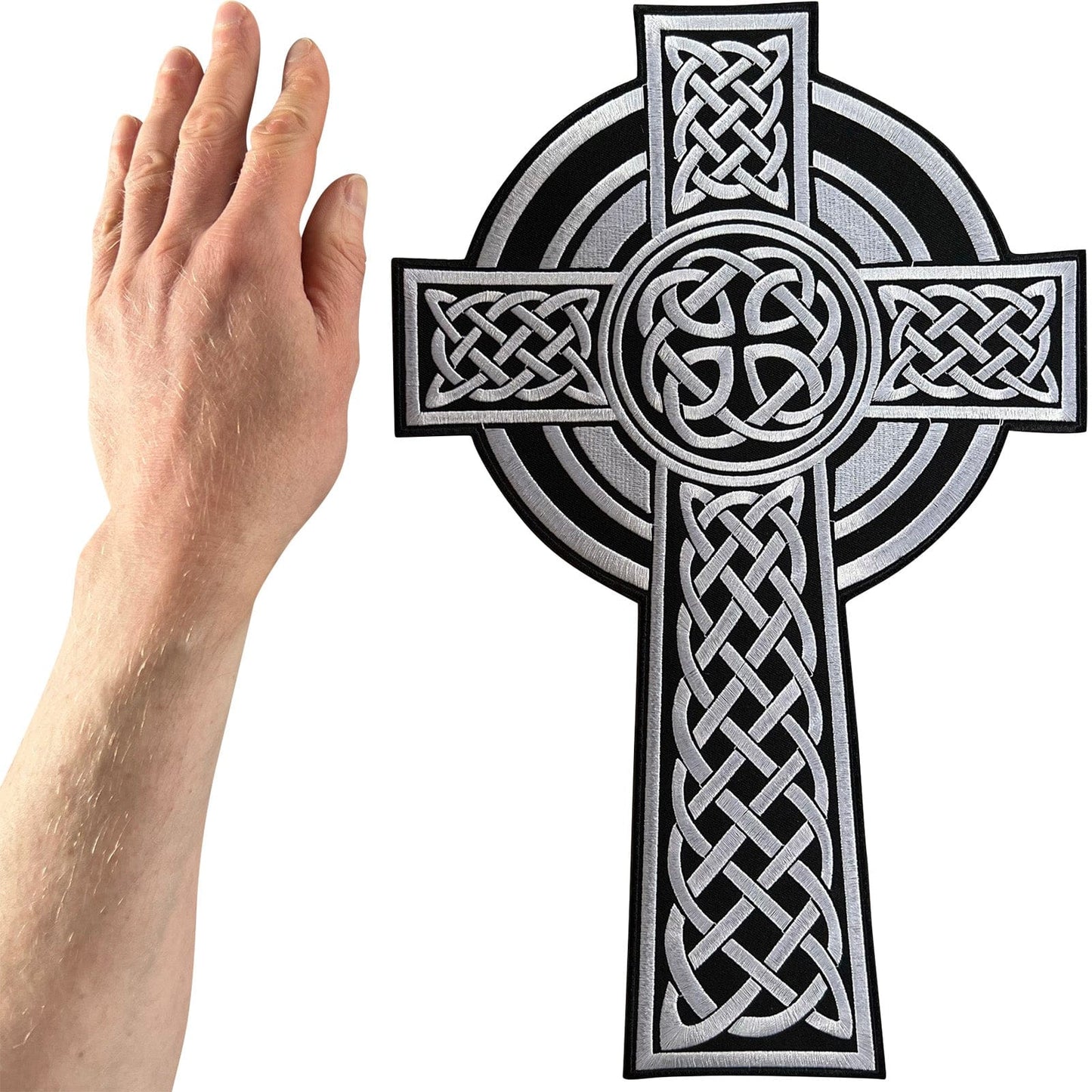 Large Celtic Knot Cross Patch Iron Sew On Jacket Clothes Big Embroidered Badge