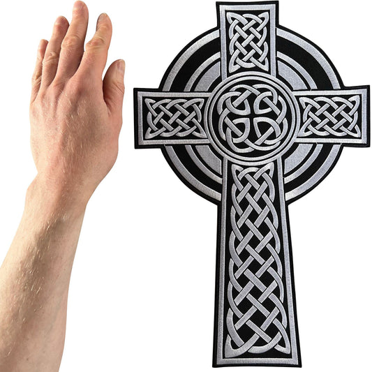 Large Celtic Knot Cross Patch Iron Sew On Jacket Clothes Big Embroidered Badge