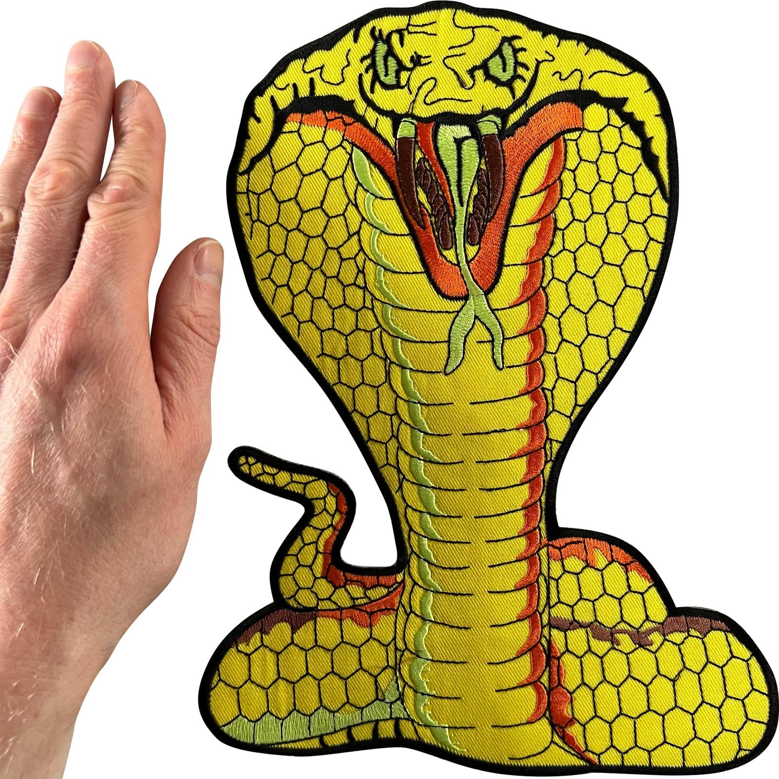 Large Cobra Snake Patch Iron On Sew On Jacket Coat T Shirt Big Embroidered Badge