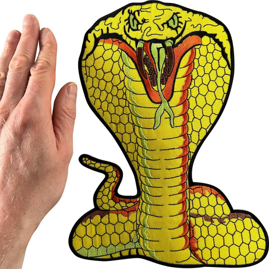 Large Cobra Snake Patch Iron On Sew On Jacket Coat T Shirt Big Embroidered Badge