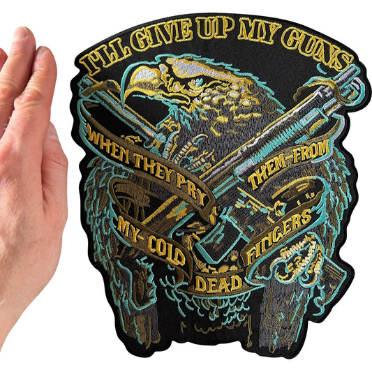 Large Eagle Gun Patch Iron Sew On Hunting Biker Jacket Bag Big Embroidered Badge